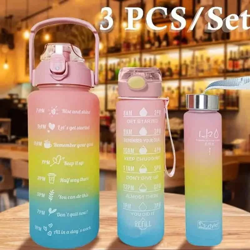 3pcs Colourful Water Bottle Set, 1