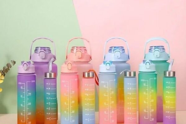 3pc Motivational Bottle with Straw