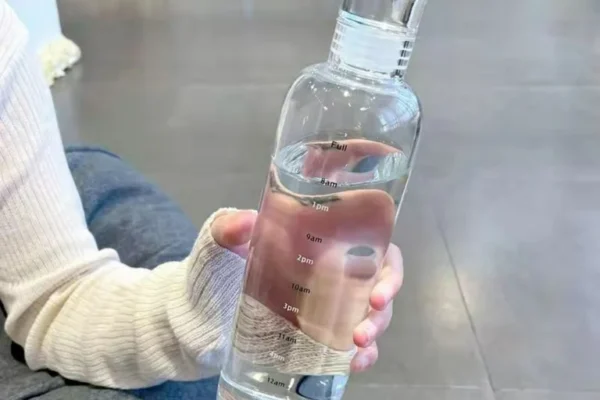Time Scale Clear Glass Water Bottle