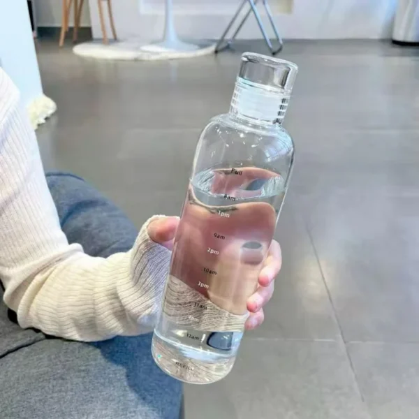 Time Scale Clear Glass Water Bottle