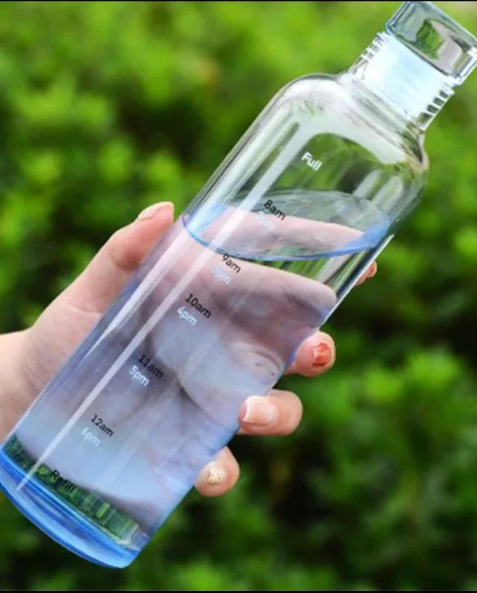 Time Scale Clear Glass Water Bottle