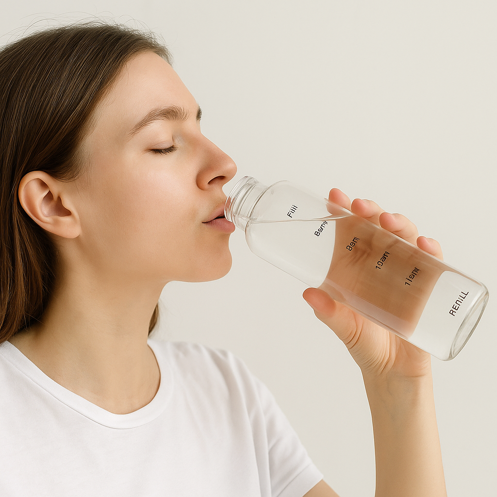 Time Scale Clear Glass Water Bottle