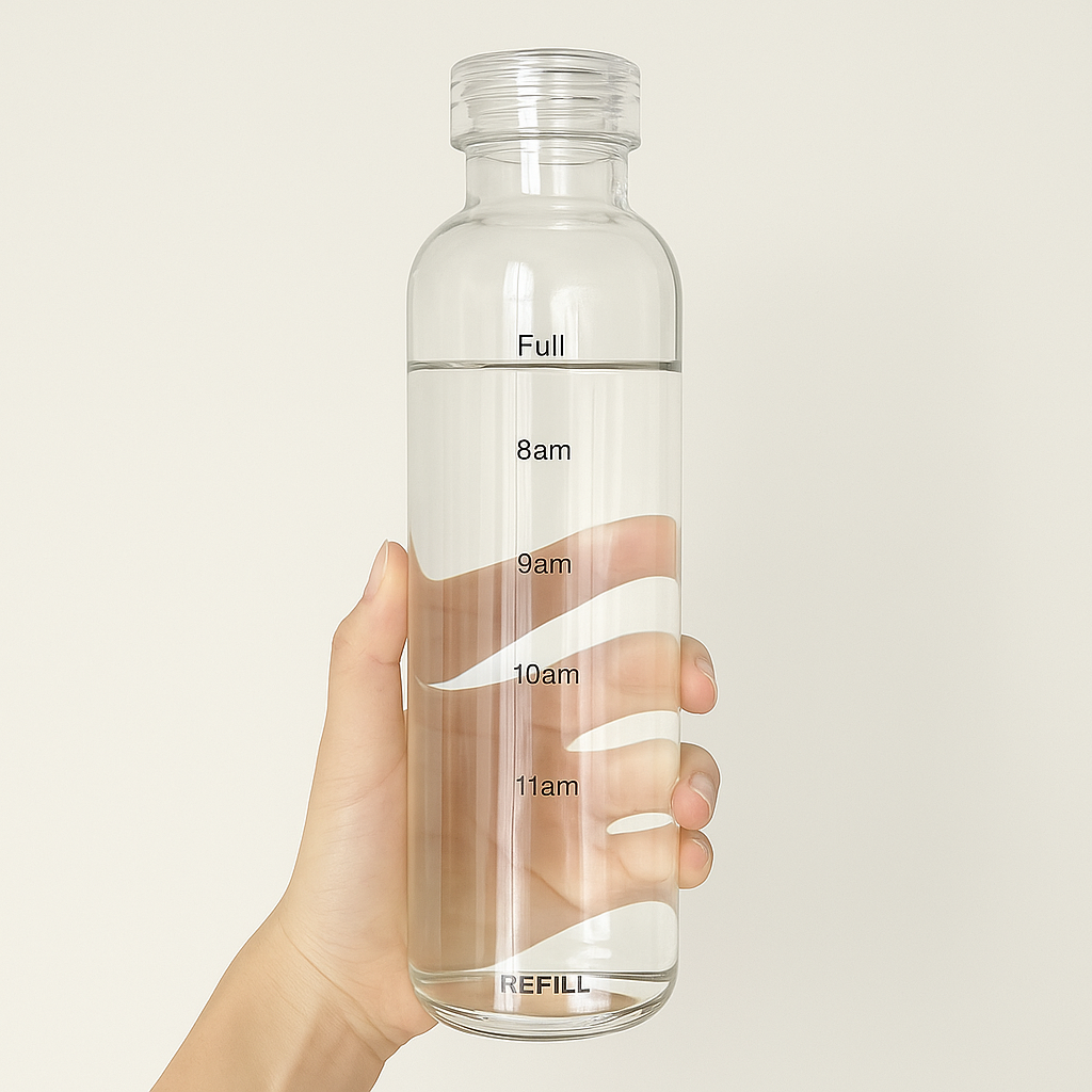 Time Scale Clear Glass Water Bottle