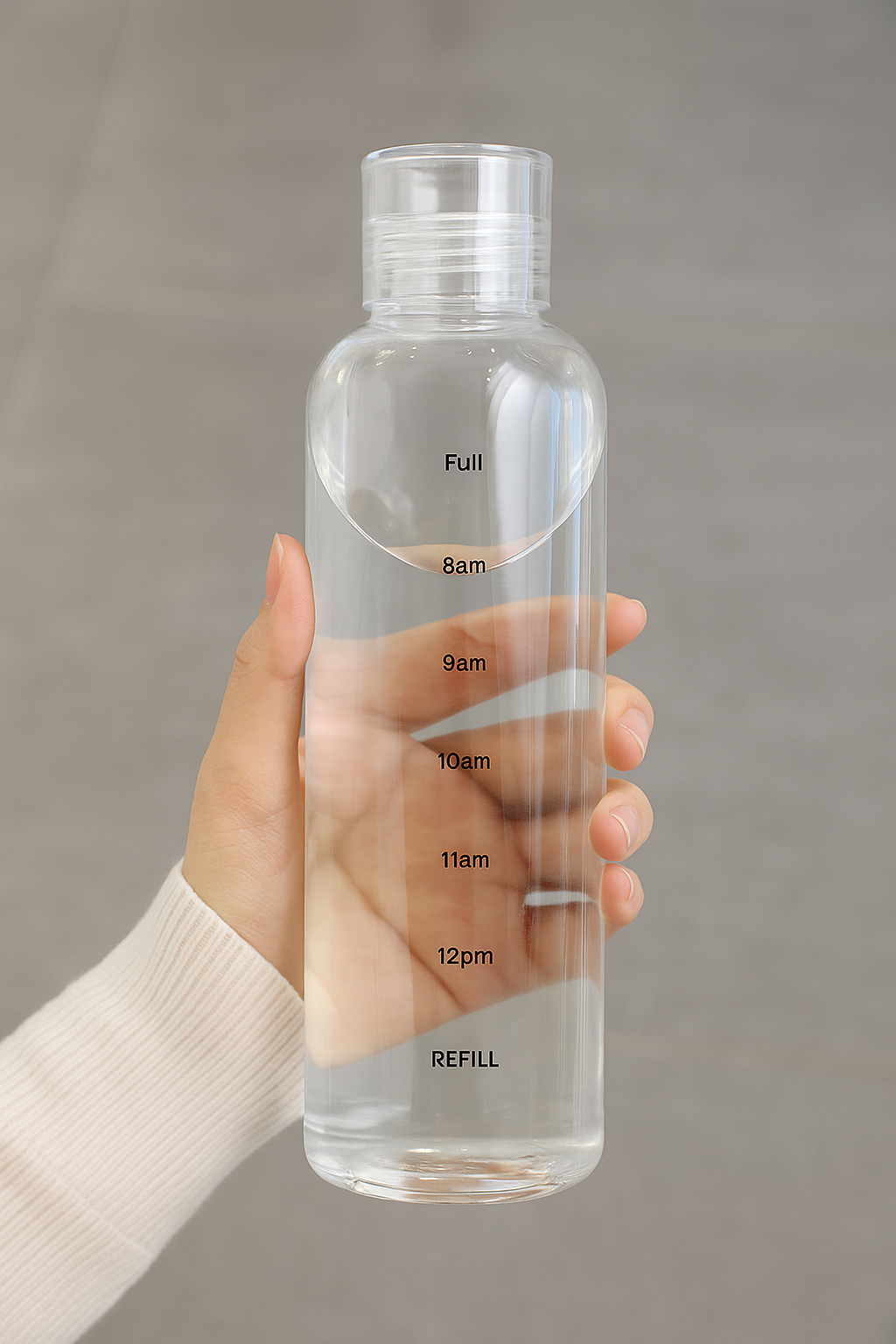 Time Scale Clear Glass Water Bottle
